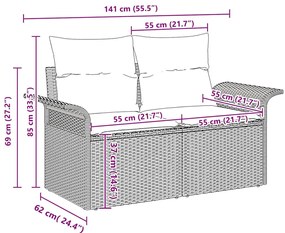 Conjunto de Sofá de Jardim vidaXL 7 Peças com Almofadas Cinza Claro de