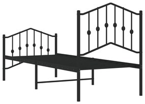 Estrutura de cama com cabeceira e pés 75x190 cm metal preto