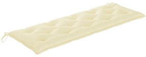 Banco Batavia c/ almofadão cor creme 150 cm madeira de teca maciça