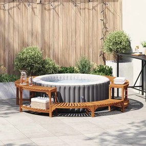 vidaXL Cercas de Banheira Quente Castanho Ø255 cm