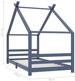 Estrutura de cama para crianças 90x200 cm pinho maciço cinzento