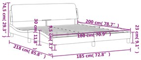 Estrutura cama c/ cabeceira 180x200cm couro artificial cinzento