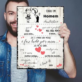 Prenda do dia do pai - Declaração de amor ao pai ou ao marido - Placa de parede