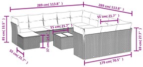 13 pcs conjunto de sofás de jardim com almofadões vime PE preto