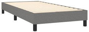 Cama box spring c/ colchão e LED 90x190 cm tecido cinza-escuro
