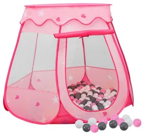3107726 vidaXL Tenda de brincar infantil com 250 bolas 102x102x82 cm rosa