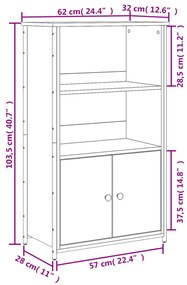Aparador alto 62x32x103,5 cm derivados de madeira cinza sonoma
