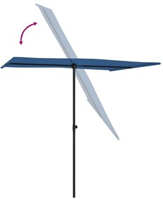 Guarda-sol de jardim c/ poste de alumínio 2x1,5 m azul-ciano