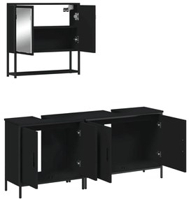 3 pcs conjunto móveis casa de banho derivados de madeira preto