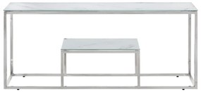 Mesa de centro aço inoxidável e vidro temperado prateado