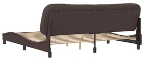 Estrutura de cama sem colchão 200x200 cm tecido castanho-escuro