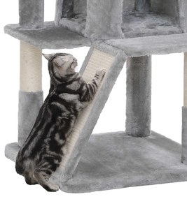 Arranhador para gatos com tábua de arranhar 48 x 48 x 96 cm cinzento claro