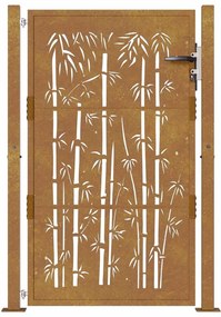 Portão de jardim 105x130 cm aço corten design bambu