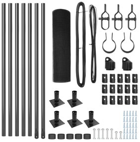 Conjunto de Postes de Cerca Conjunto de 2 Cinza Metal Médio