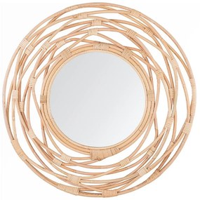Espelho de parede em rattan cor natural ø 75 cm BURGIS Beliani