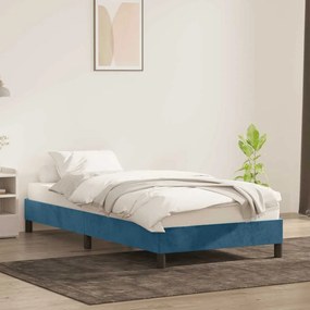 Estrutura de cama sem colchão 100x210 cm veludo azul