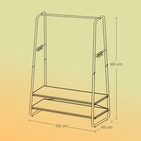 Guarda roupa aberto com 2 prateleiras 45 x 100 x 160 cm branco