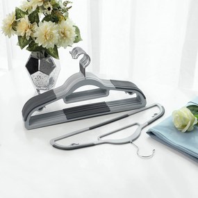 Conjunto de 50 cabides antiderrapante 42 x 21,5 cm cinzento