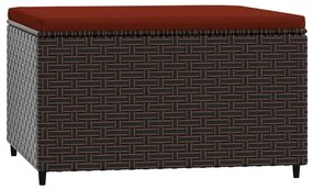 Apoios de pés para jardim com almofadões 2 pcs vime PE castanho
