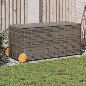 vidaXL Caixa de arrumação para jardim com rodas 283L vime PE cinzento