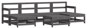 7 pcs conjunto lounge jardim c/ almofadões madeira maciça cinza