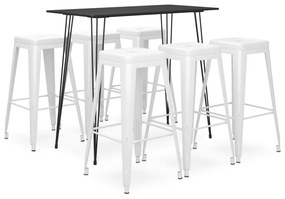 vidaXL 7 pcs conjunto de bar preto e branco