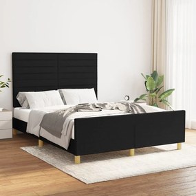 Estrutura de cama sem colchão 140x200 cm tecido preto