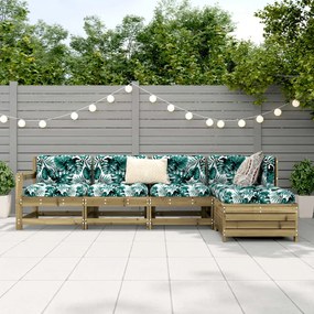 5 pcs conjunto de sofás para jardim madeira de pinho impregnada