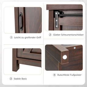 Aparador de madeira 80 x 40 x 82 cm para cozinha com portas de correr e 4 compartimentos cor castanho