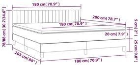 Cama box spring c/ colchão/LED 180x200 cm veludo verde-escuro