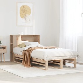 vidaXL Cama com estante sem colchão 100x200 cm madeira maciça