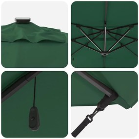 Guarda-Sol Cantiléver Roma com LEDs - Verde, 286 x 285 x 270 cm de Alu