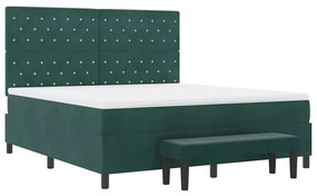 Cama Box Spring com Colchão e Banco Verde Escuro 180x200 cm Veludo