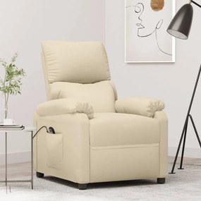 vidaXL Poltrona elevatória tecido cor creme