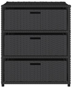 Armário de arrumação p/ jardim 55x59x69 cm vime PE preto