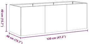 Vaso floreira 120x40x40 cm aço laminado a frio branco