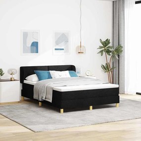 vidaXL Cama Box com colchão com cabeceira Preto 160 x 200 cm tecido