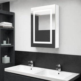 vidaXL Armário espelhado casa de banho LED 50x13x70cm branco brilhante