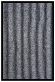 Tapete de porta às riscas 80x120 cm cinzento
