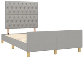 Estrutura de cama sem colchão 120x200 cm tecido cinzento-claro