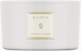 Vela perfumada artesanal com três pavios Waterlily & Amber (neroli, rosa, sândalo)