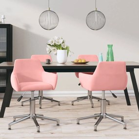 vidaXL Cadeiras de jantar giratórias 4 pcs veludo rosa