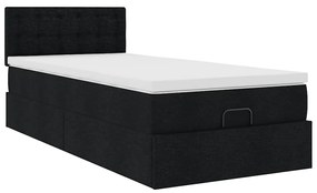 Estrutura de cama otomana com colchão preto tecido
