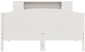 Cama com estante sem colchão 160x200 cm pinho maciço branco