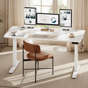 Secretária elétrica, função de memória com 4 alturas 140 x 60 x (72-120) cm Branca
