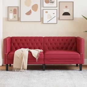 VidaXL Sofá chesterfield 2 lugares couro artificial vermelho tinto