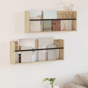 vidaXL Estante de Revistas 2 pcs Carvalho Sonoma 80 x 12 x 30 cm