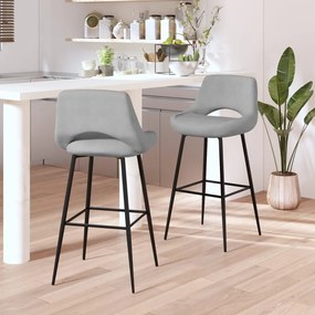 vidaXL Bancos de bar 2 pcs veludo cinzento-claro