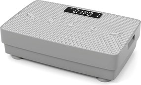 Plataforma vibratória com sensor de gravidade, ecrã LED, comando à distância e velocidades ajustáveis para um treino completo - cinzenta