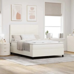 vidaXL Cama Box Spring LED com cabeceira Creme e Branco 160 x 200 cm